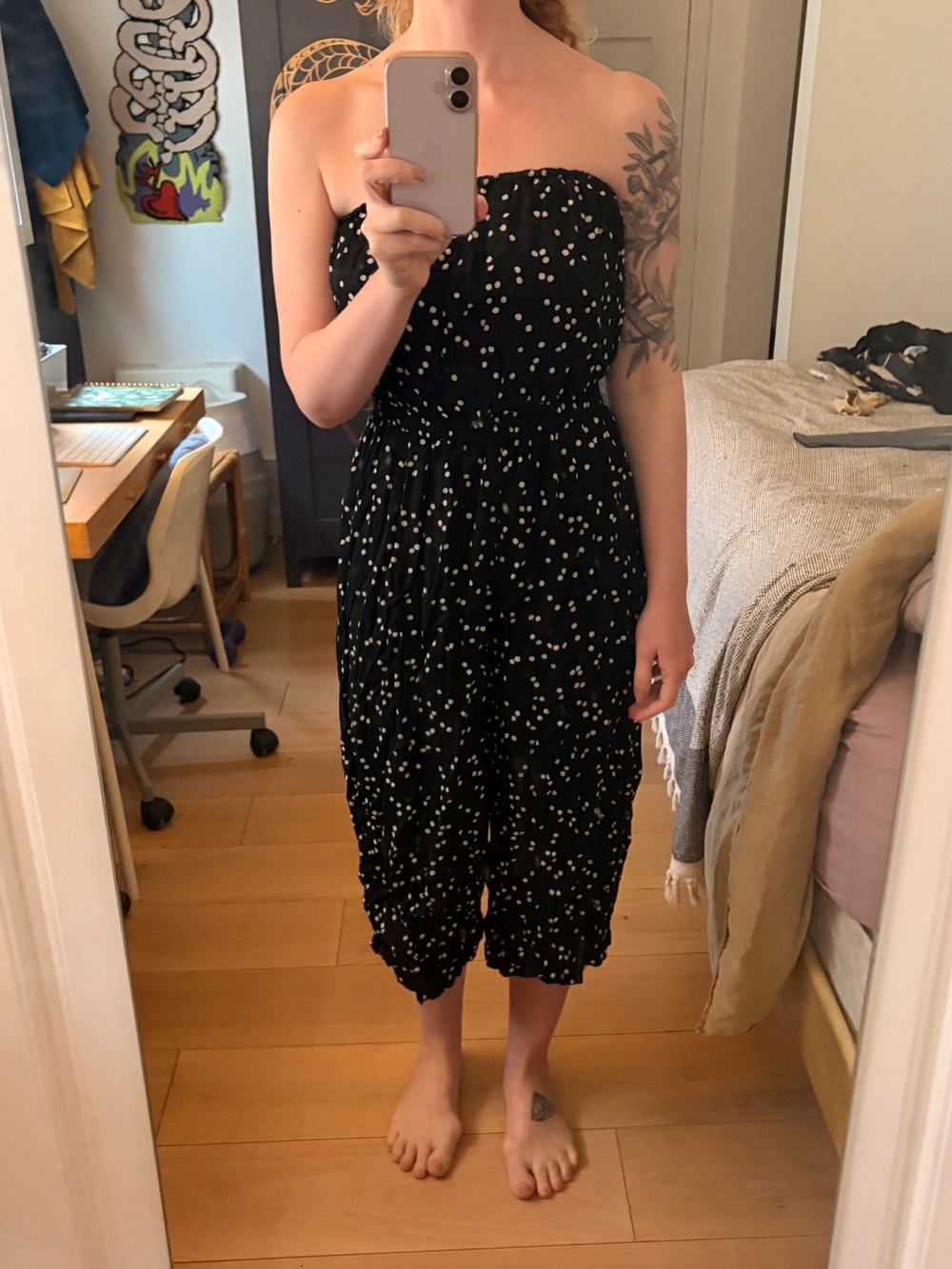Flowing Polka Dot Jumpsuit with Elastic Waist